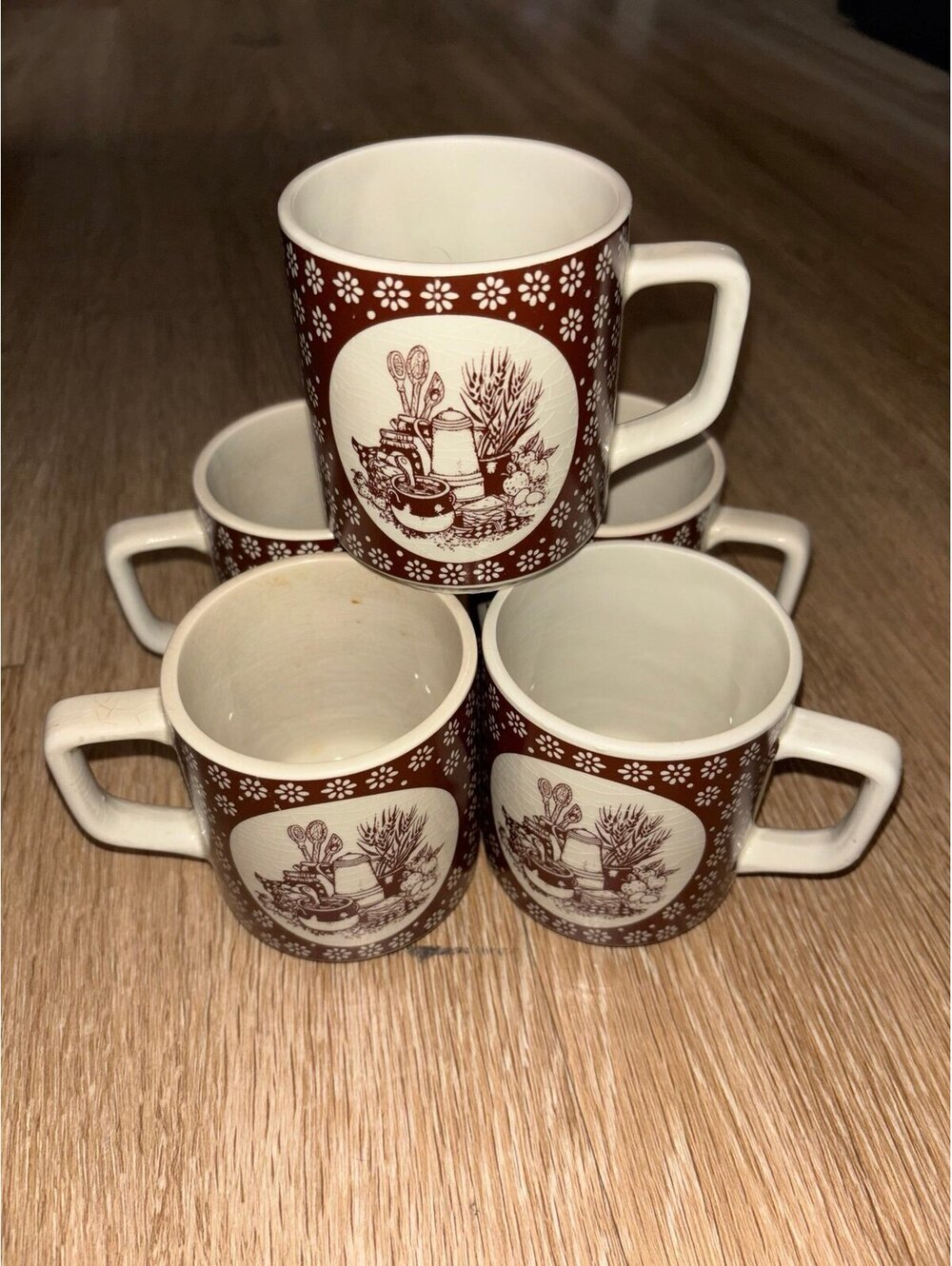 Vintage 1978 Enesco Country Kitchen Ceramic Mugs Set of 5